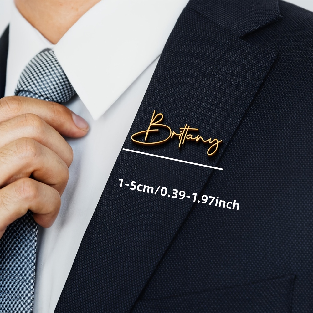 Personalized Golden Stainless Steel Name Brooch, Custom Gift
